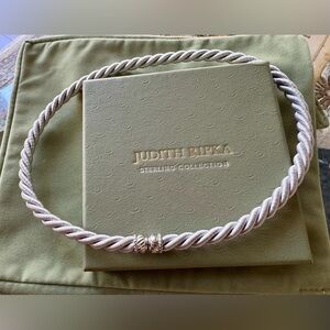 Judith Ripka Silver Twisted Silk Rope Necklace With Magnetic Closure NEW